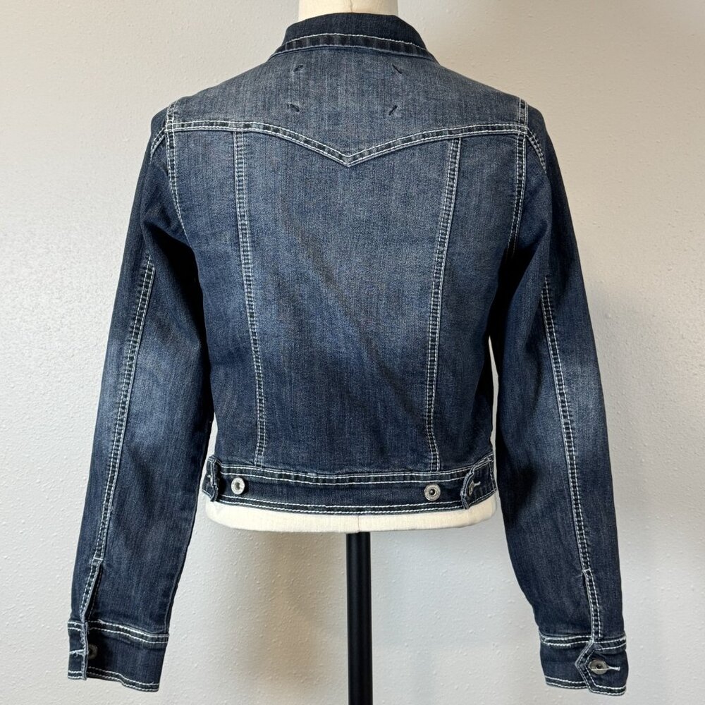 Maurices Womens Blue Denim Jean Jacket Size S Button Front Pockets Long Sleeve - Picture 2 of 14